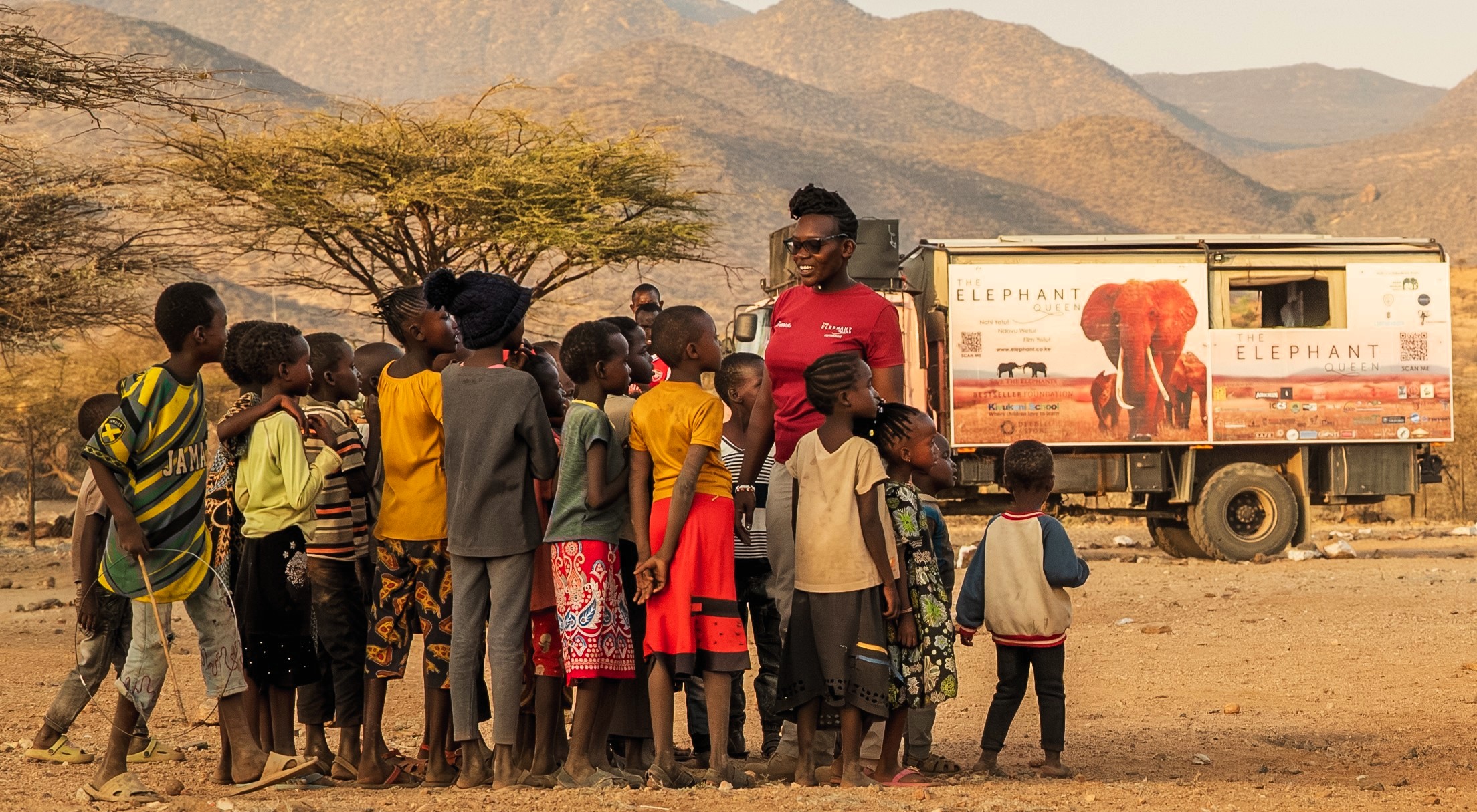 Franca with Kids and Lorry in Samburu