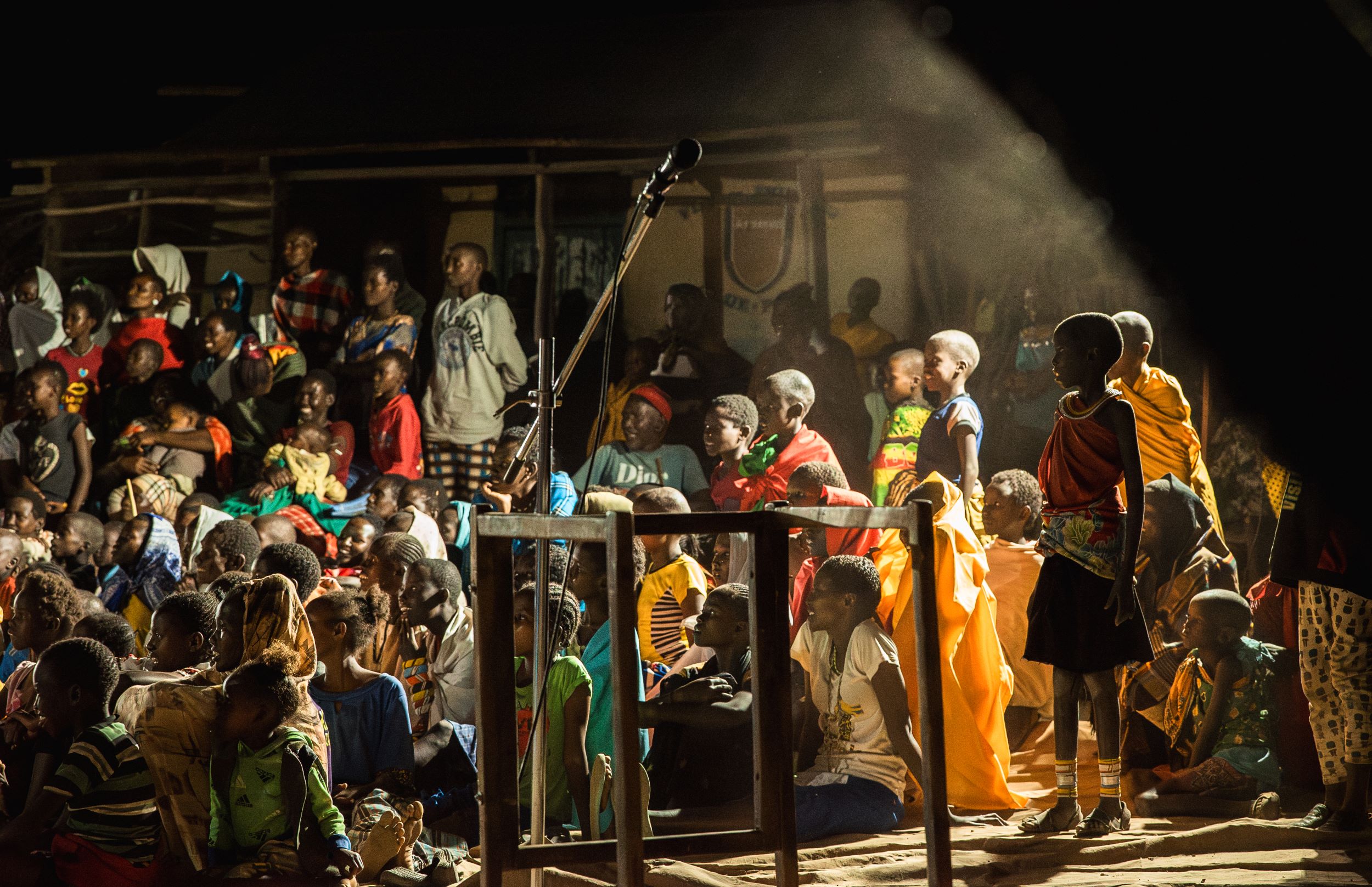 Captivated theatre audience in Latakweny, Samburu