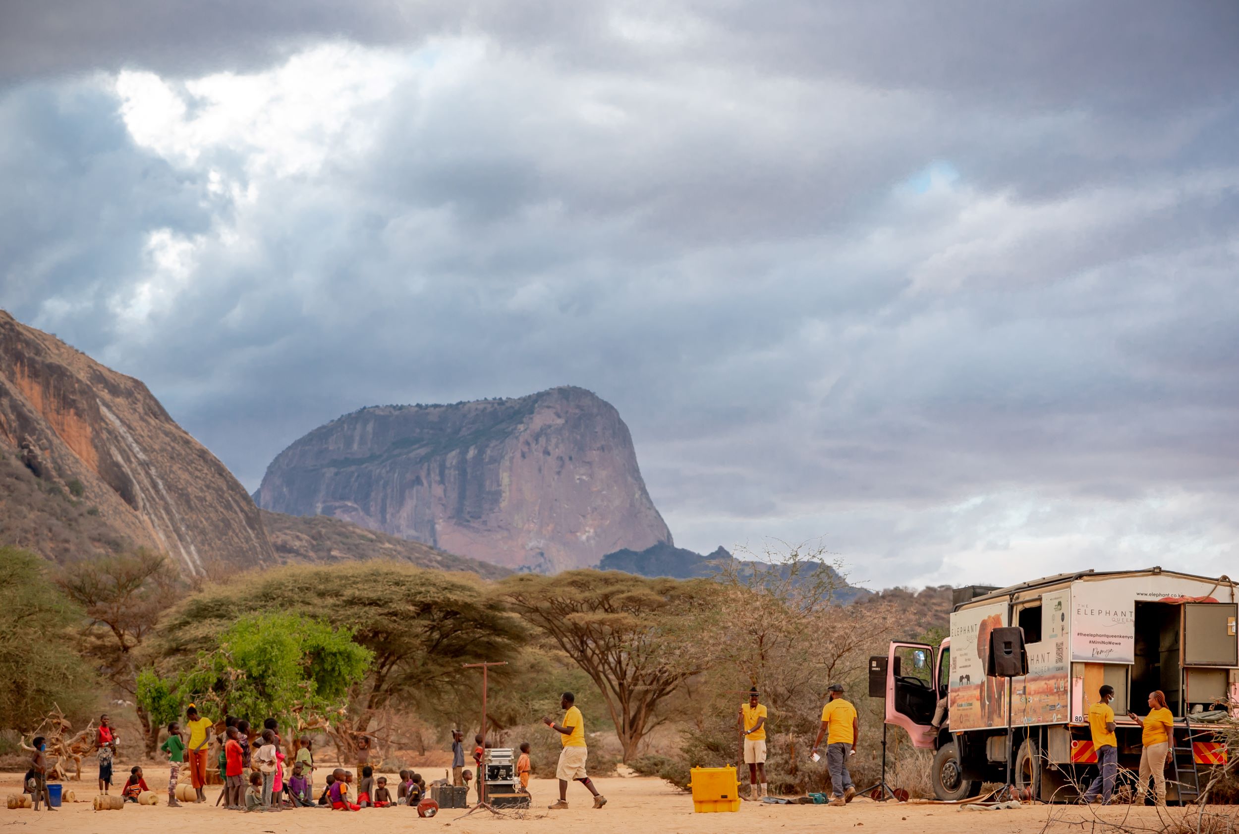 Community screening setup in Salato, Ngurunit